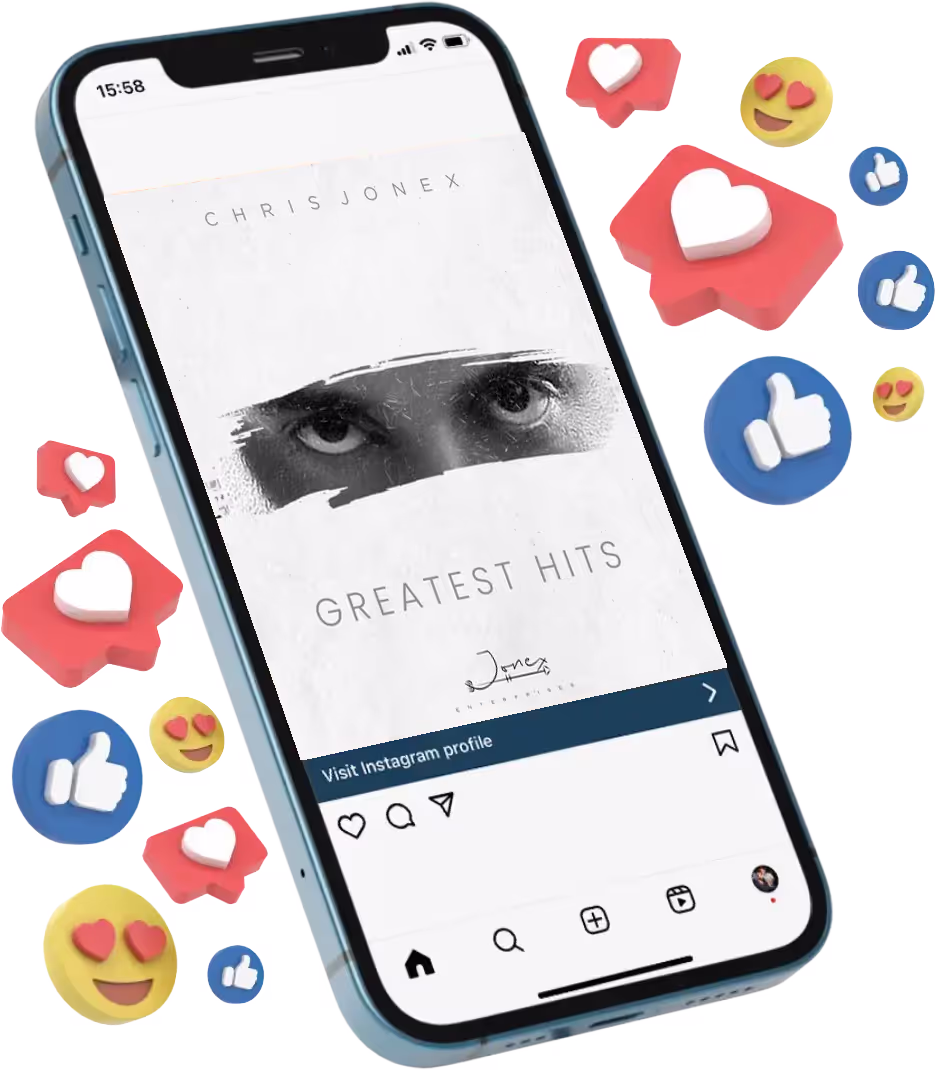Imagen de redes social, likes y portada de album Sin Miedo de Chris Jonex