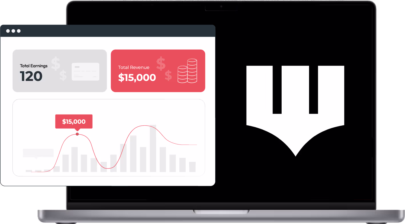 Computadora con imagen de regalias y plataforma de Waves Hit